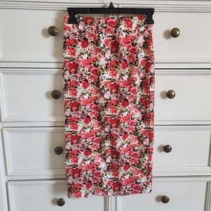Gianni Bini Bodycon Red Floral Skirt